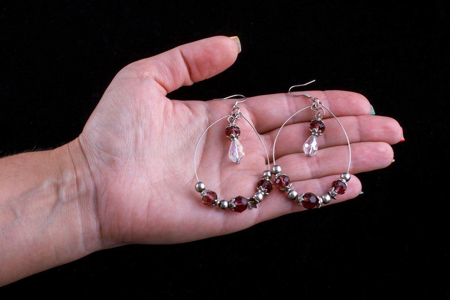 Designer earrings jewelry with beads handmade bijouterie perfect present photo 5