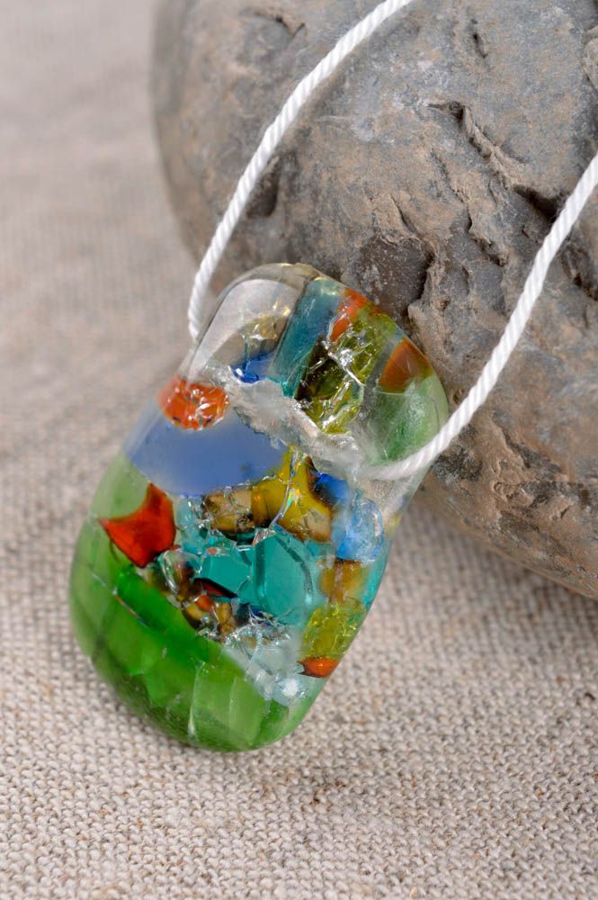 Handmade pendant designer pendant unusual glass accessory gift for girls photo 1