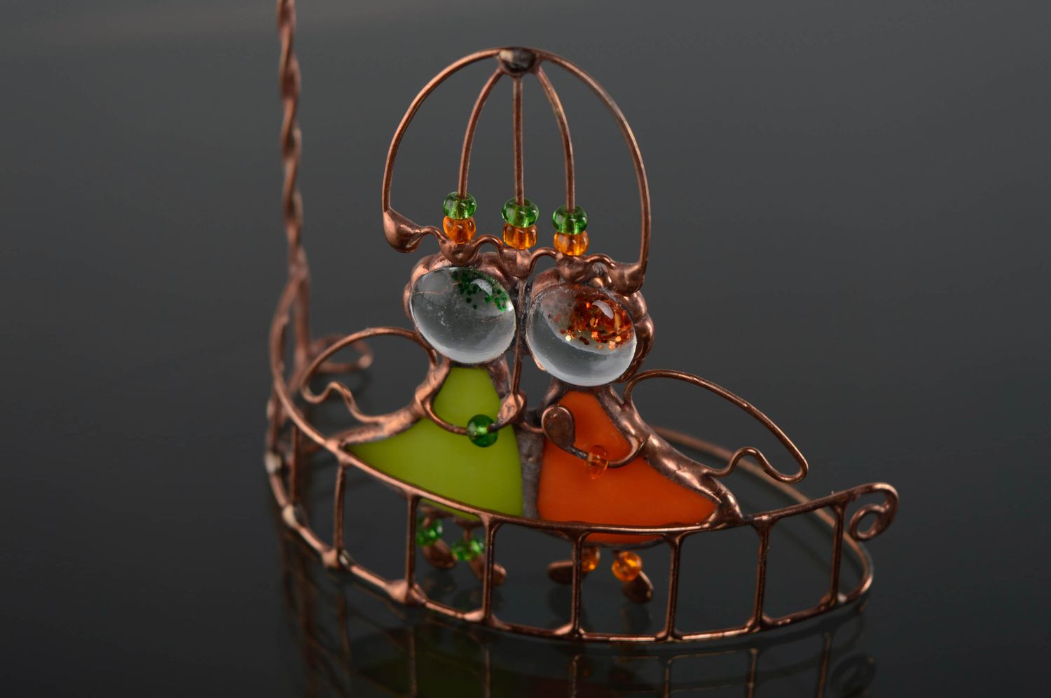 Stained glass figurine made of glass and copper wire Autumn Love photo 5