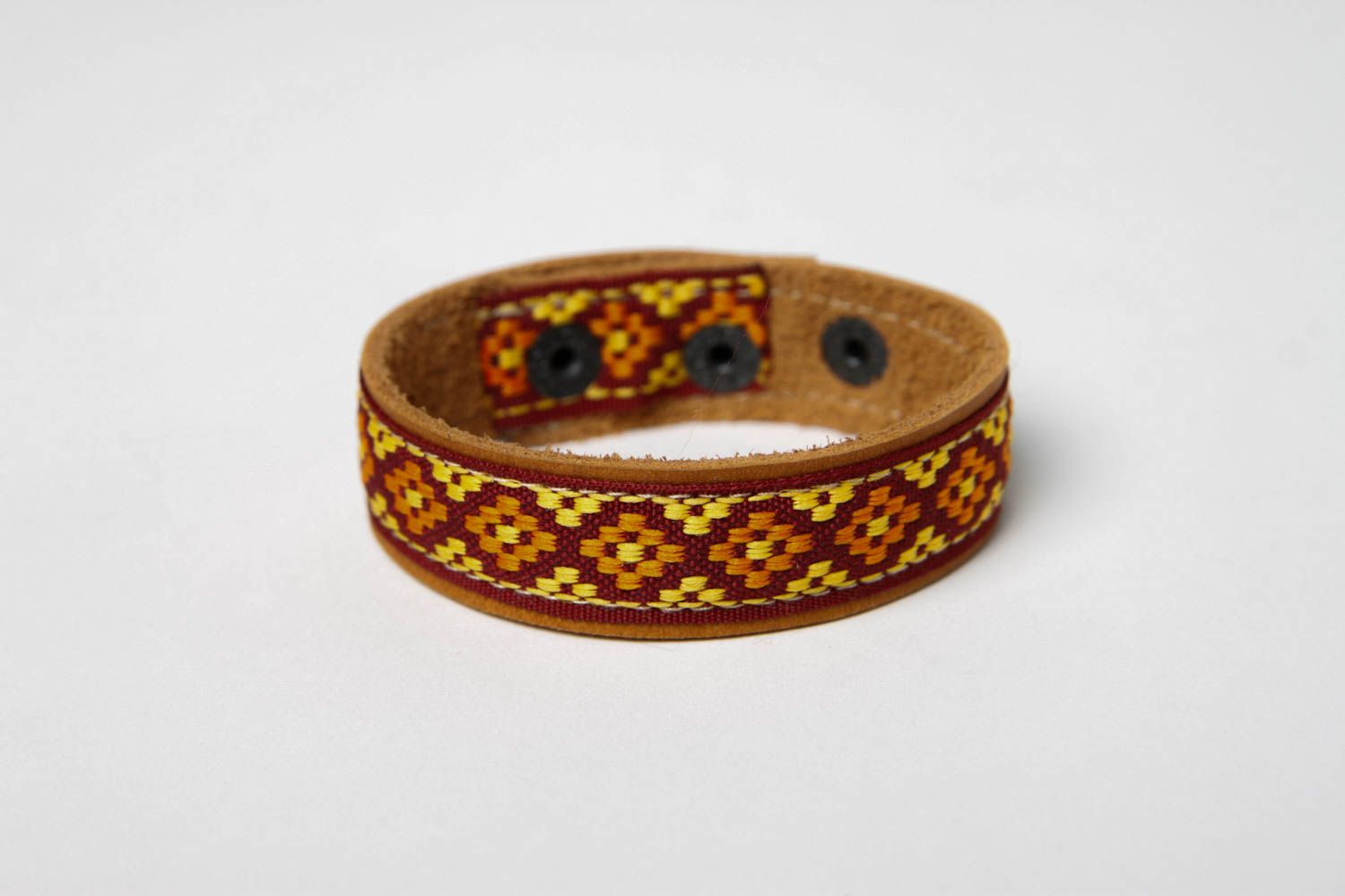 Beautiful handmade leather bracelet handmade accessories artisan jewelry photo 3