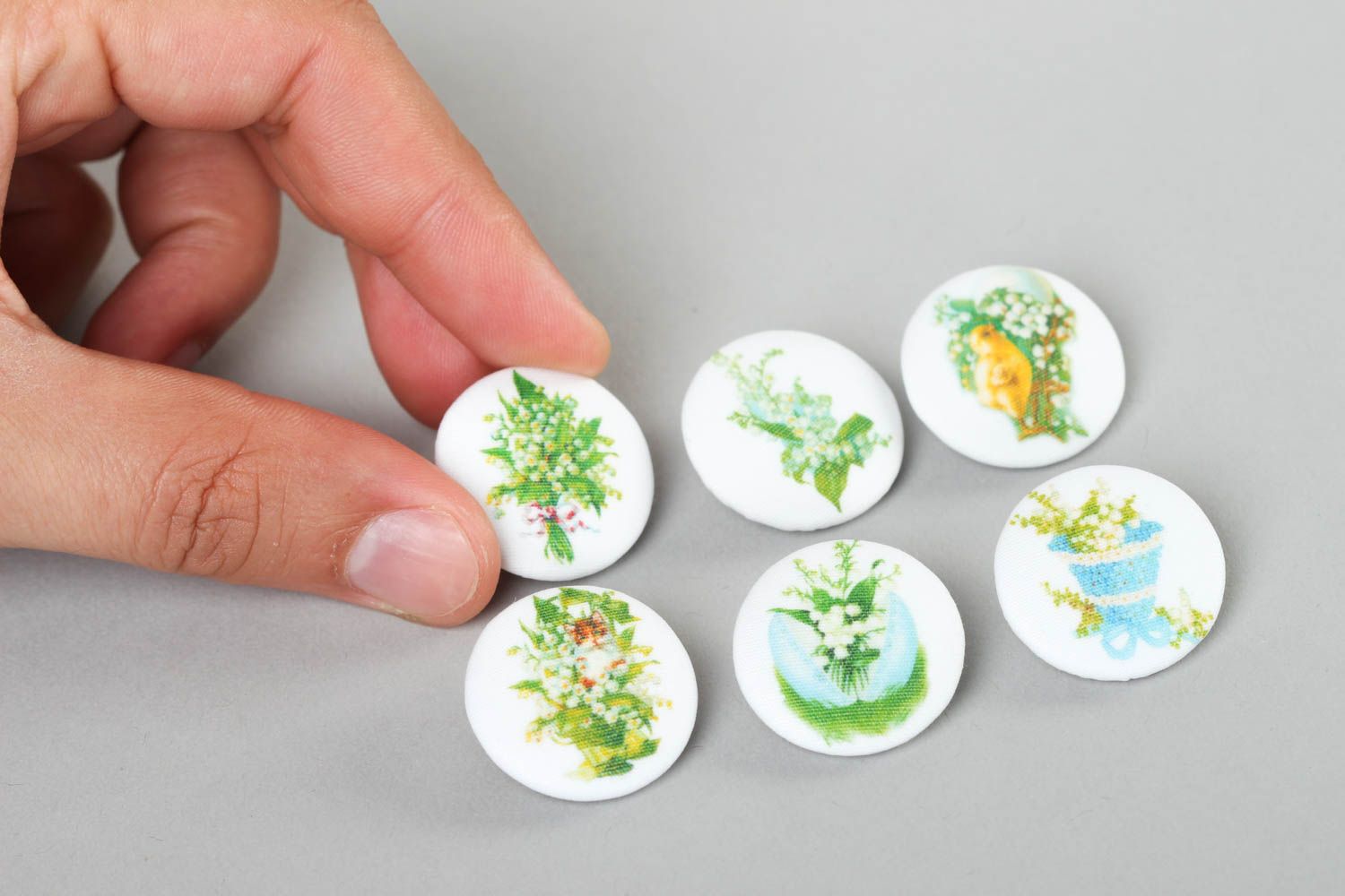 Handmade fabric button plastic button 6 handmade buttons fittings for clothes photo 5