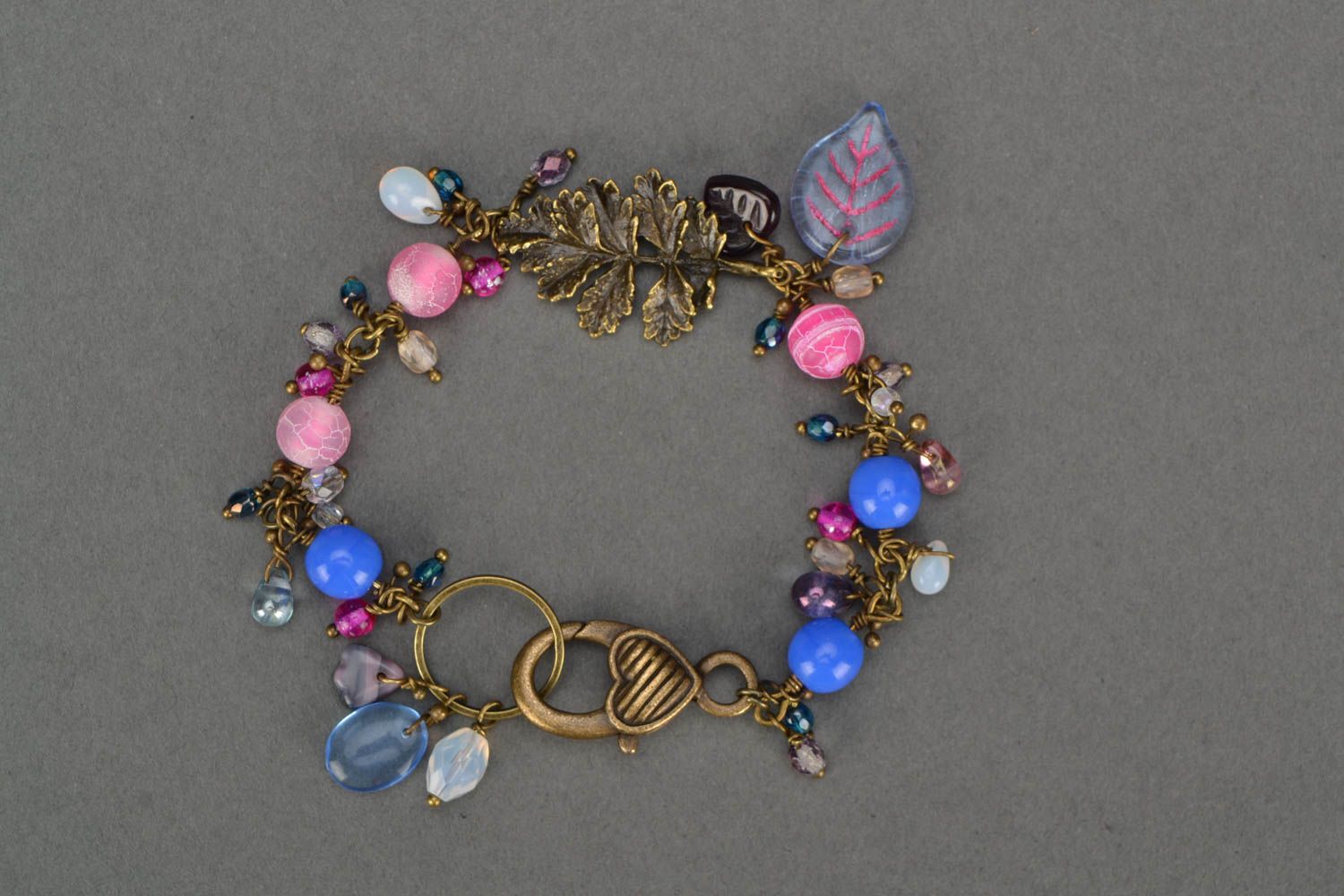 Bracelet en verre et opale fin multicolore fait main original pour femme photo 3
