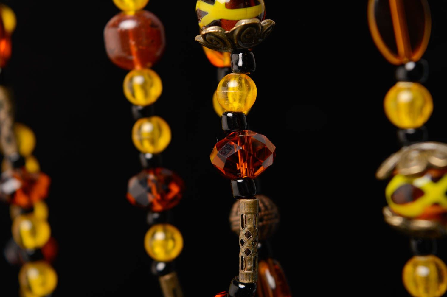 Necklace with designer lampwork and Czech beads Honey photo 5