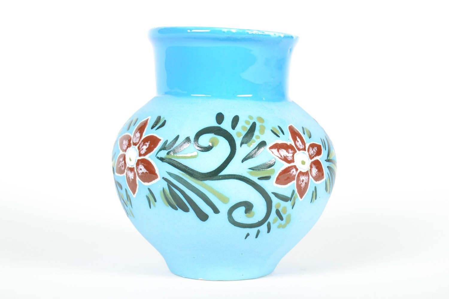 Vase design céramique bleu photo 4
