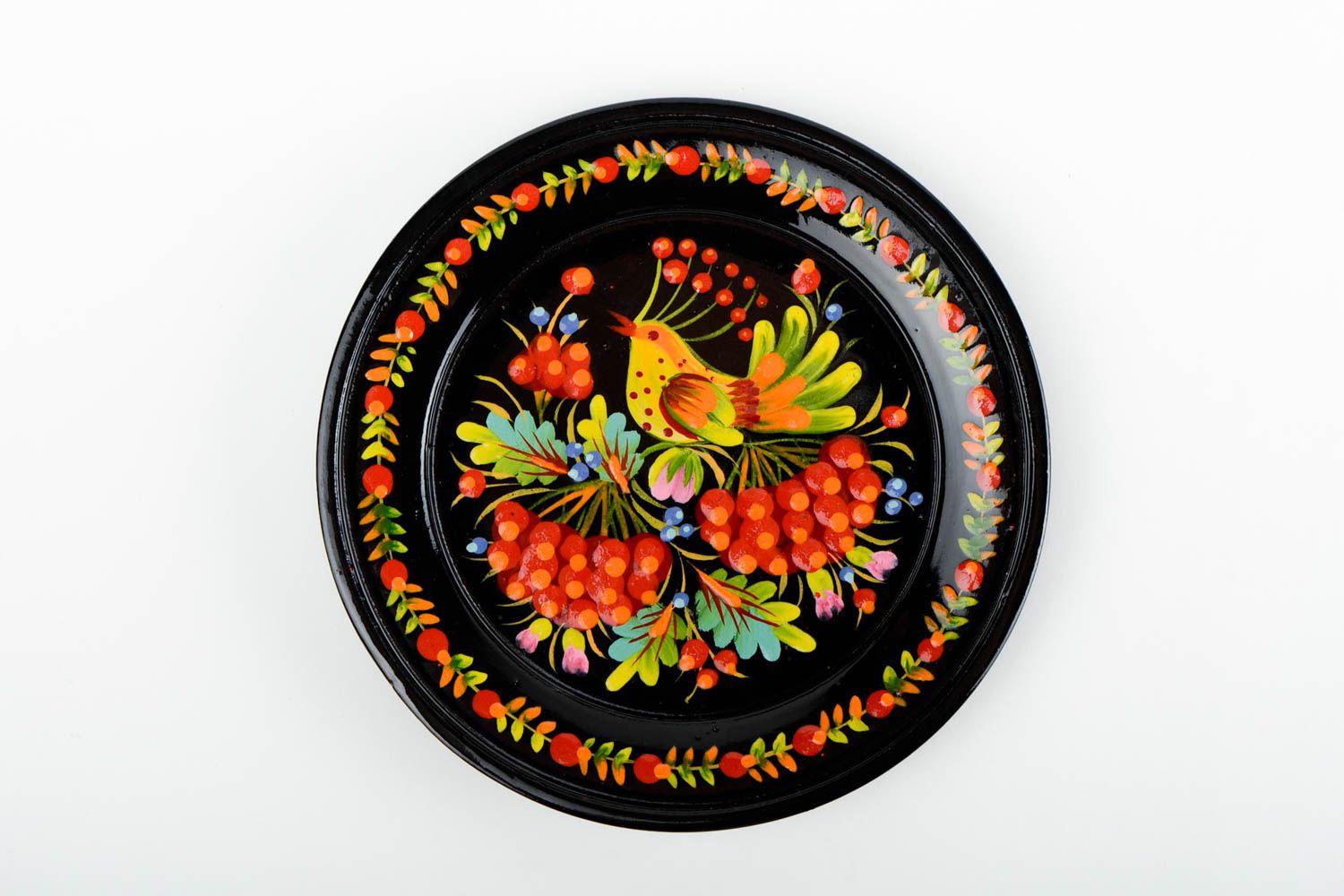 Assiette décorative Vaisselle déco fait main noire avec peinture Déco murale photo 4