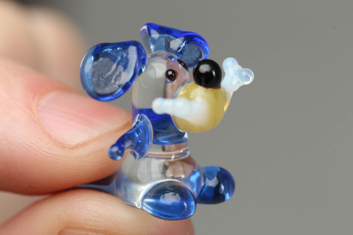 Figura en miniatura de vidrio Perro con un hueso foto 4