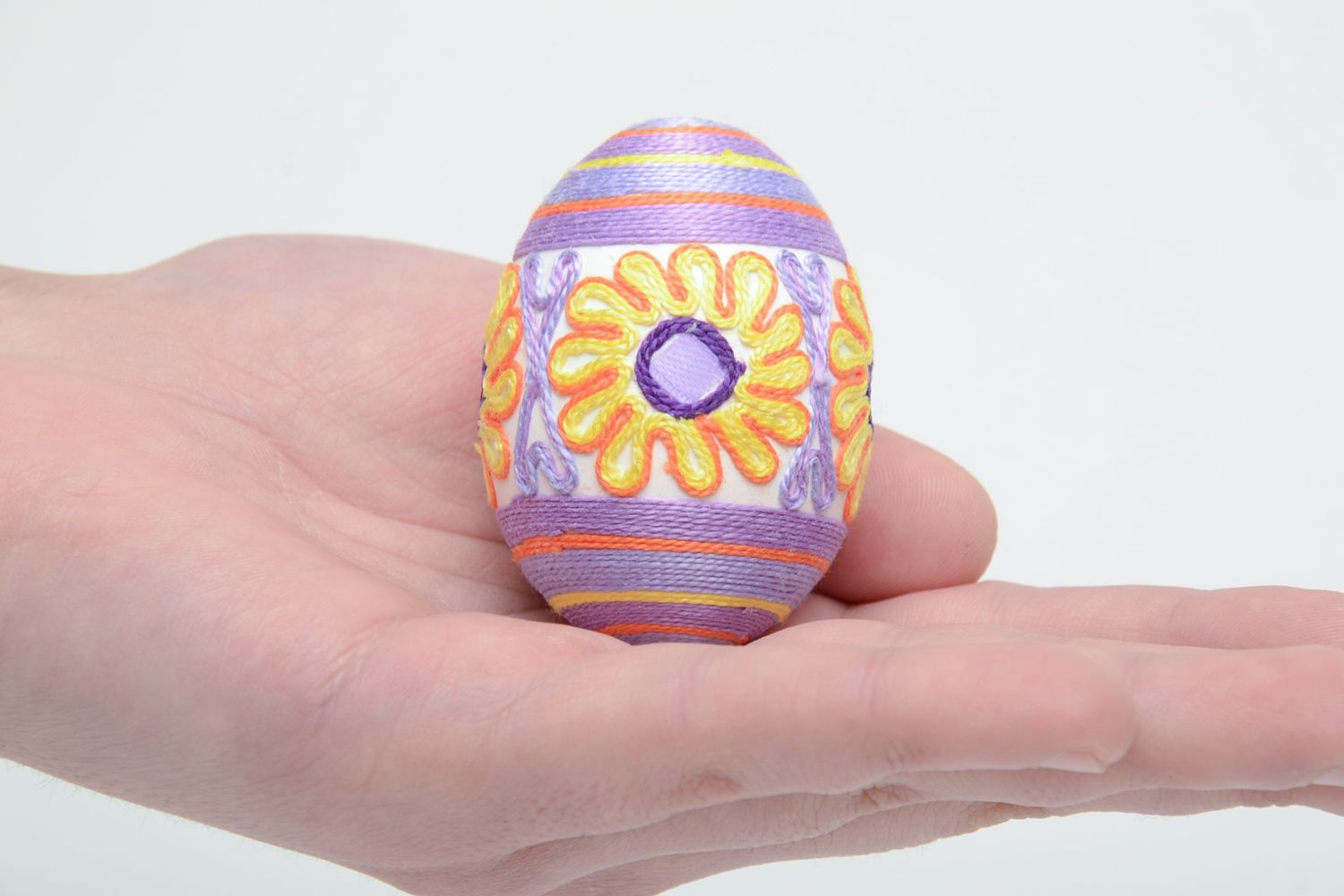 Easter egg woven over with threads photo 5