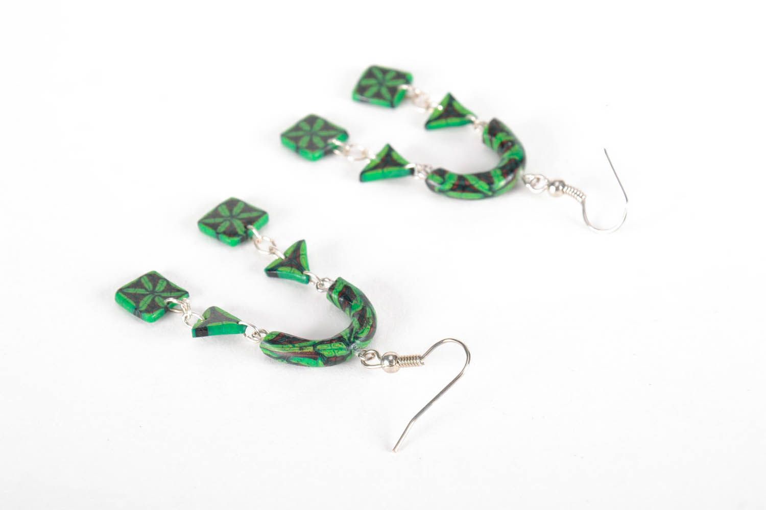 Long earrings made of polymer clay photo 2