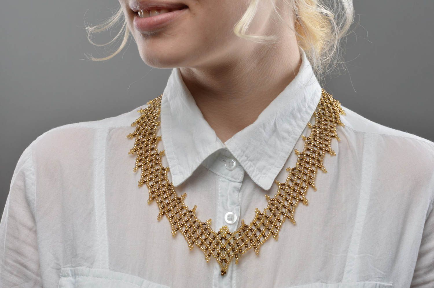 Handmade Damen Halskette aus Glasperlen Designer Collier originell schön  foto 5