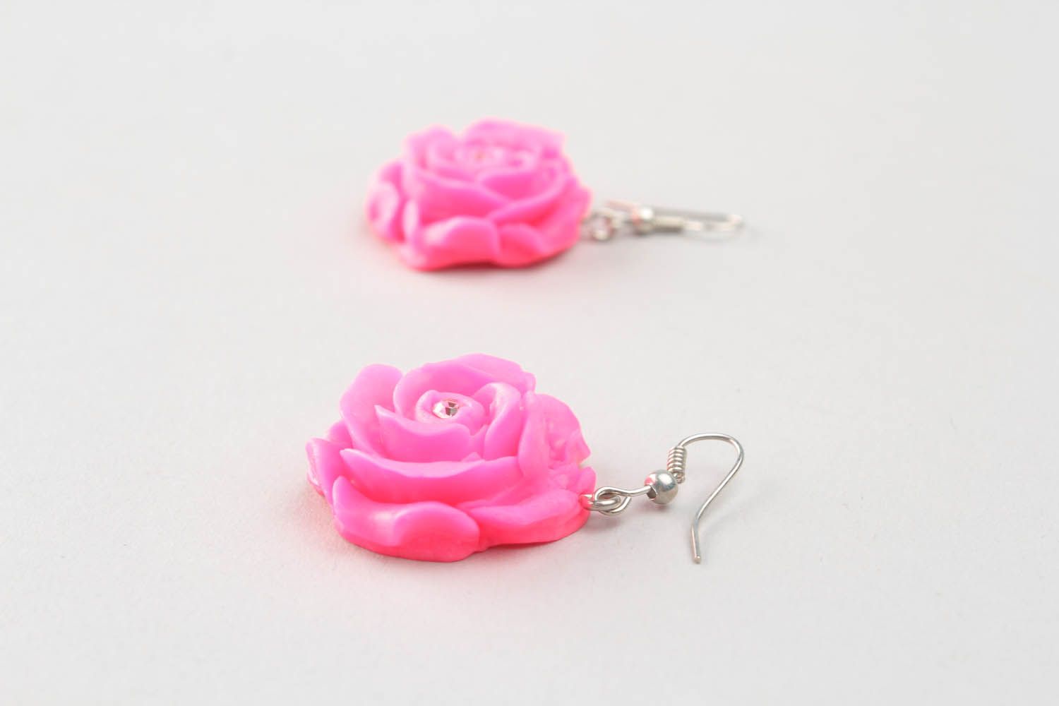 Earrings made ​​of polymer clay Classic Rose photo 4