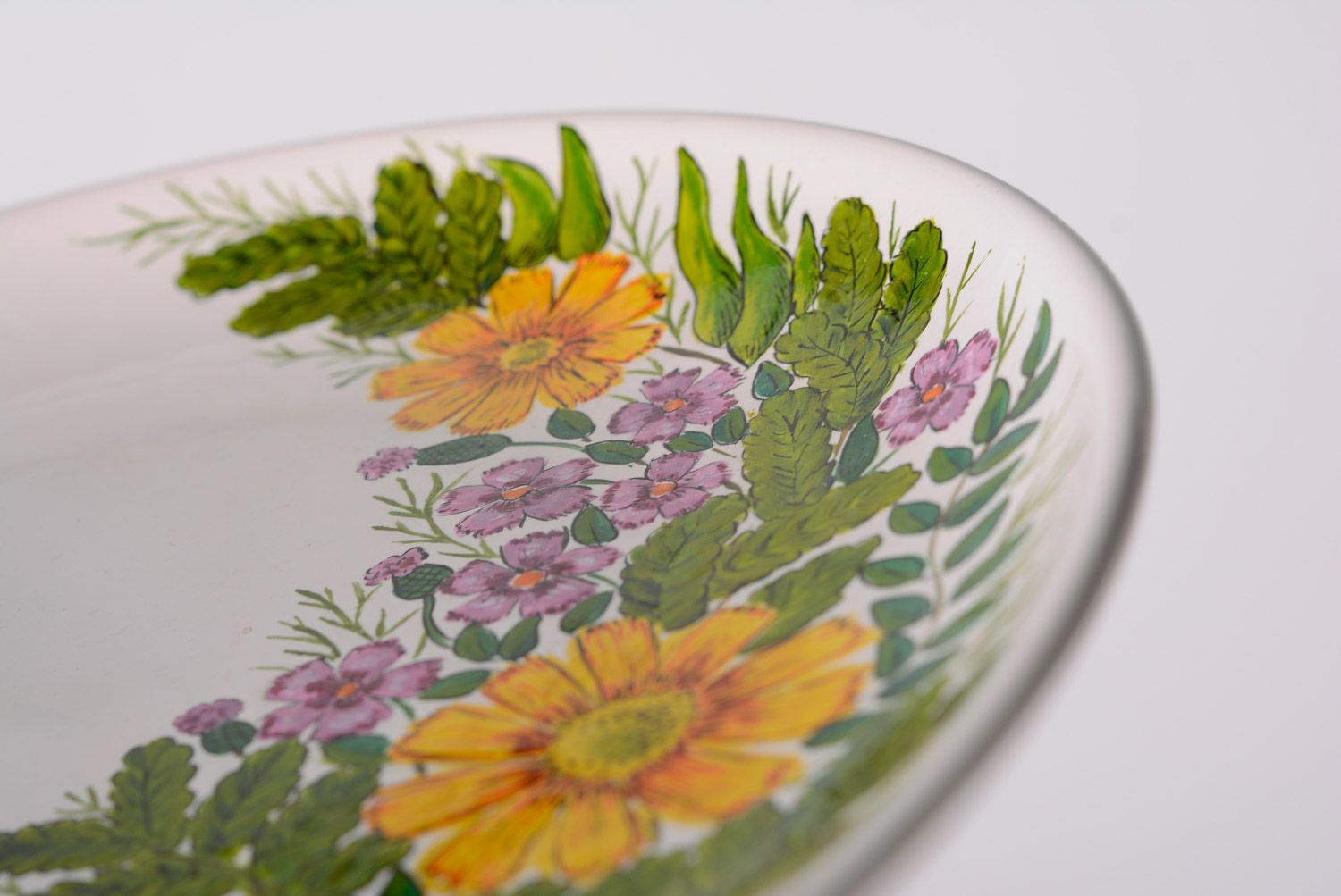 Керамическая декоративная тарелка с ручной росписью настольный декор хенд мэйд фото 2