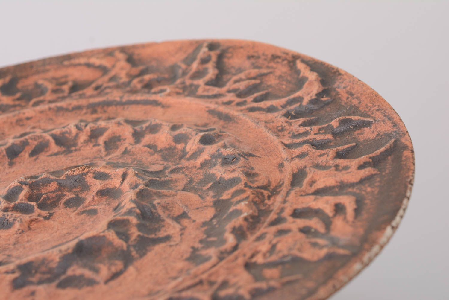 Prato talismã de cerâmica pingente decorativo para parede de argila feito à mão Espiral foto 2