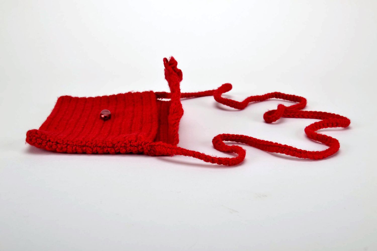 Knitted purse with long handle photo 1