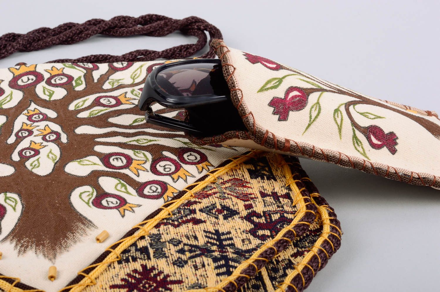 Bolso de tela y funda de gafas artesanales accesorios para mujer regalo original foto 2