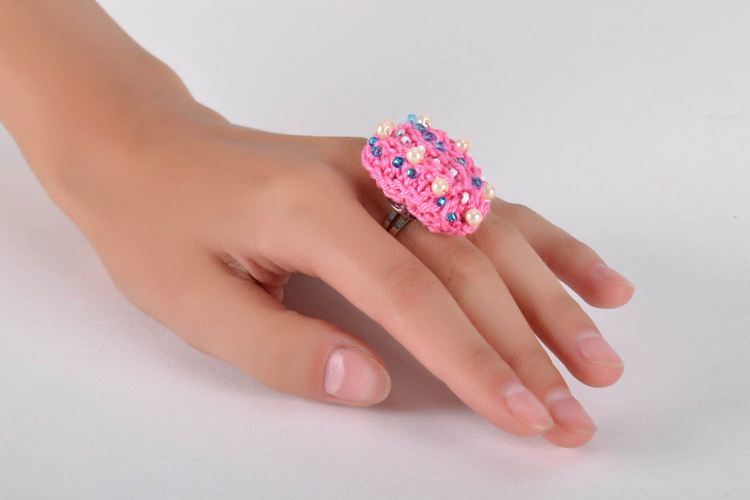 Handmade Frauen Ring handgemachter Schmuck Accessoire für Frauen rosa stilvoll  foto 5