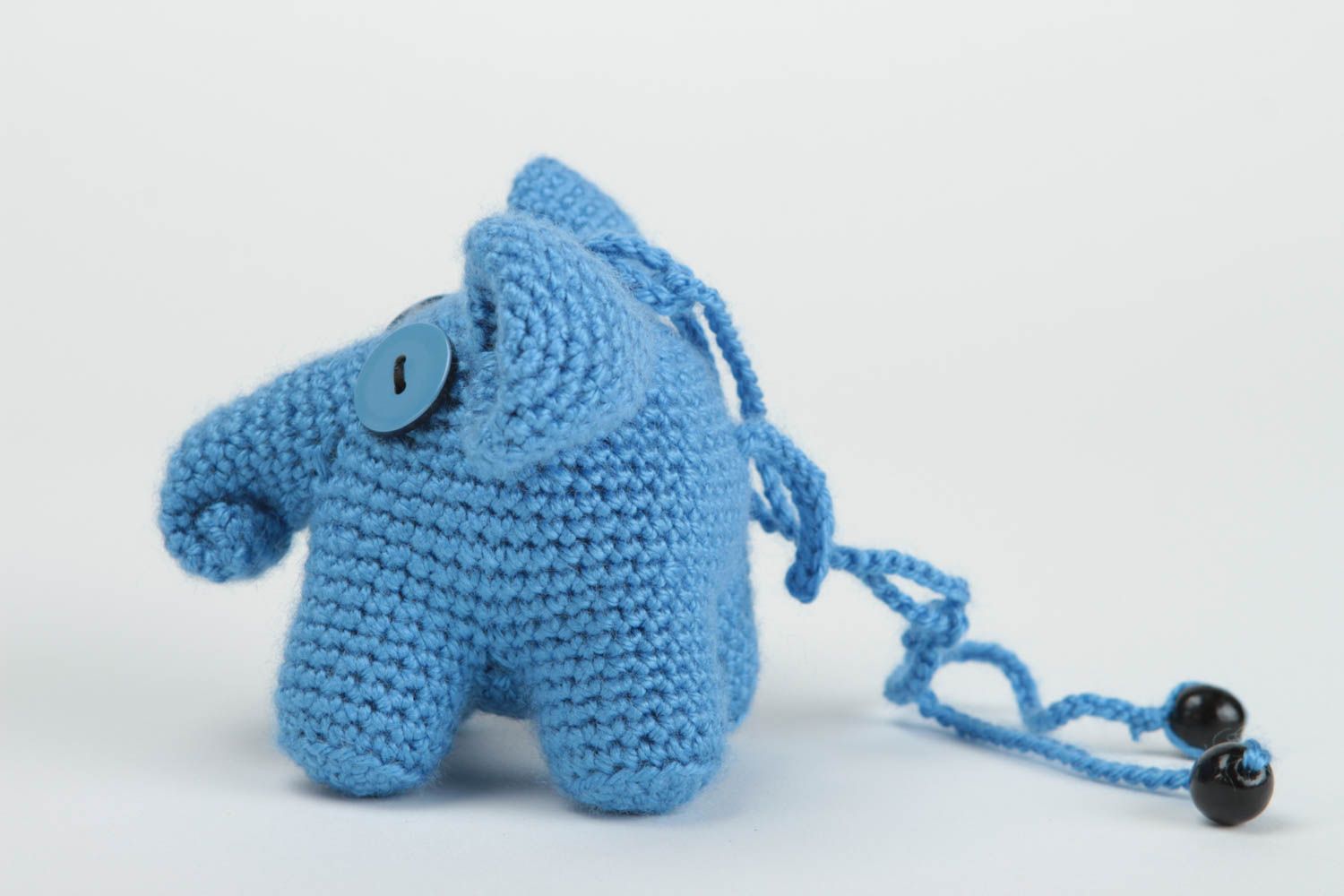 Juguete hecho a mano elefante azul juguete tejido de hilos regalo para niño foto 3