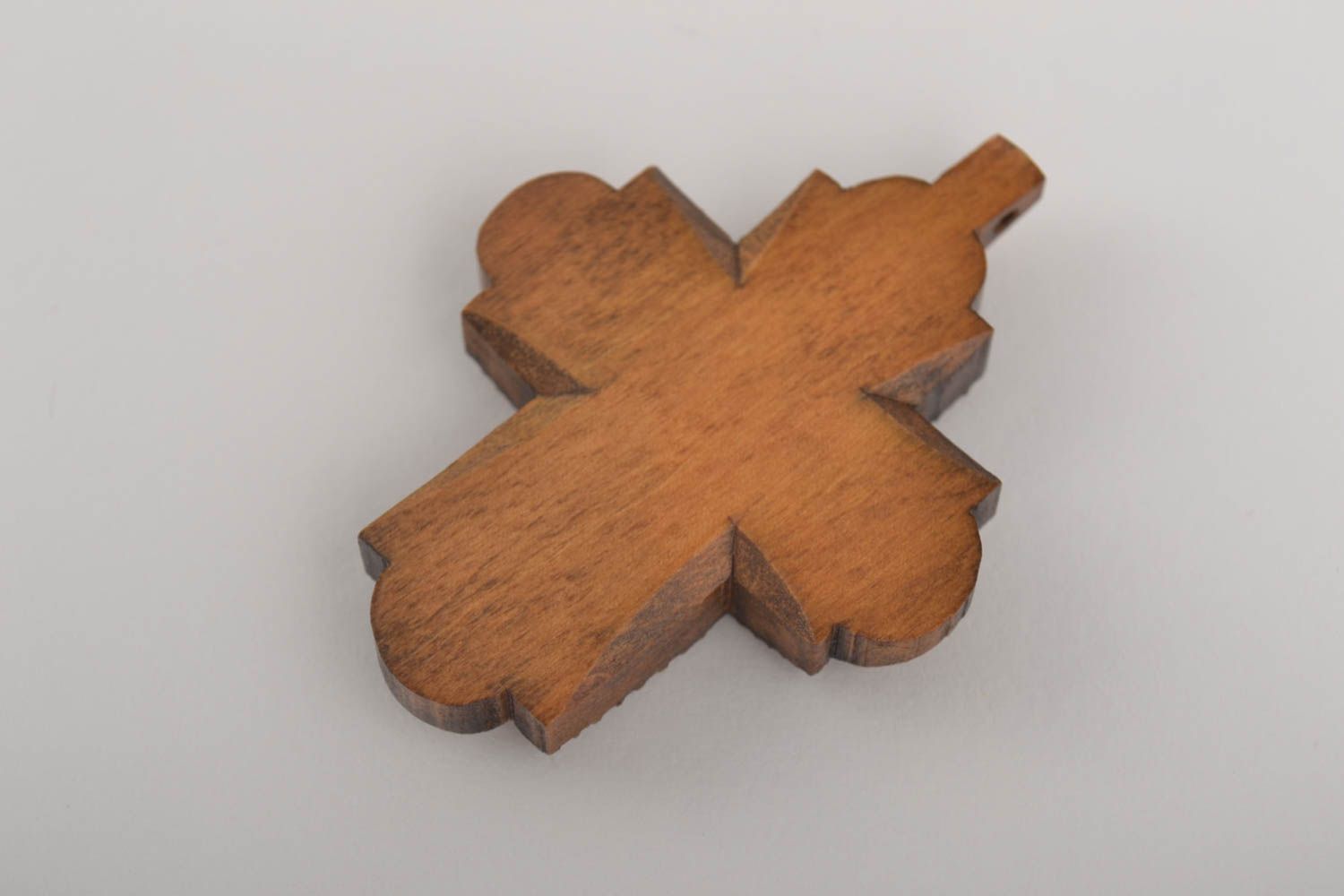 Handmade Holz Anhänger Kreuz aus Holz Damen Schmuck aus Birnenholz braun foto 4