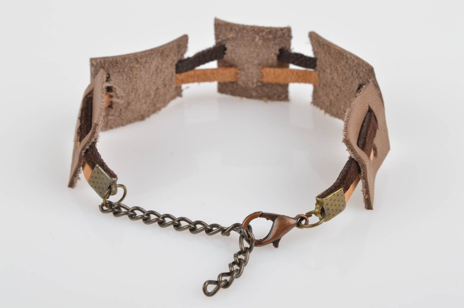 Bracelet large en cuir naturel fait main marron design Cadeau pour femme photo 4