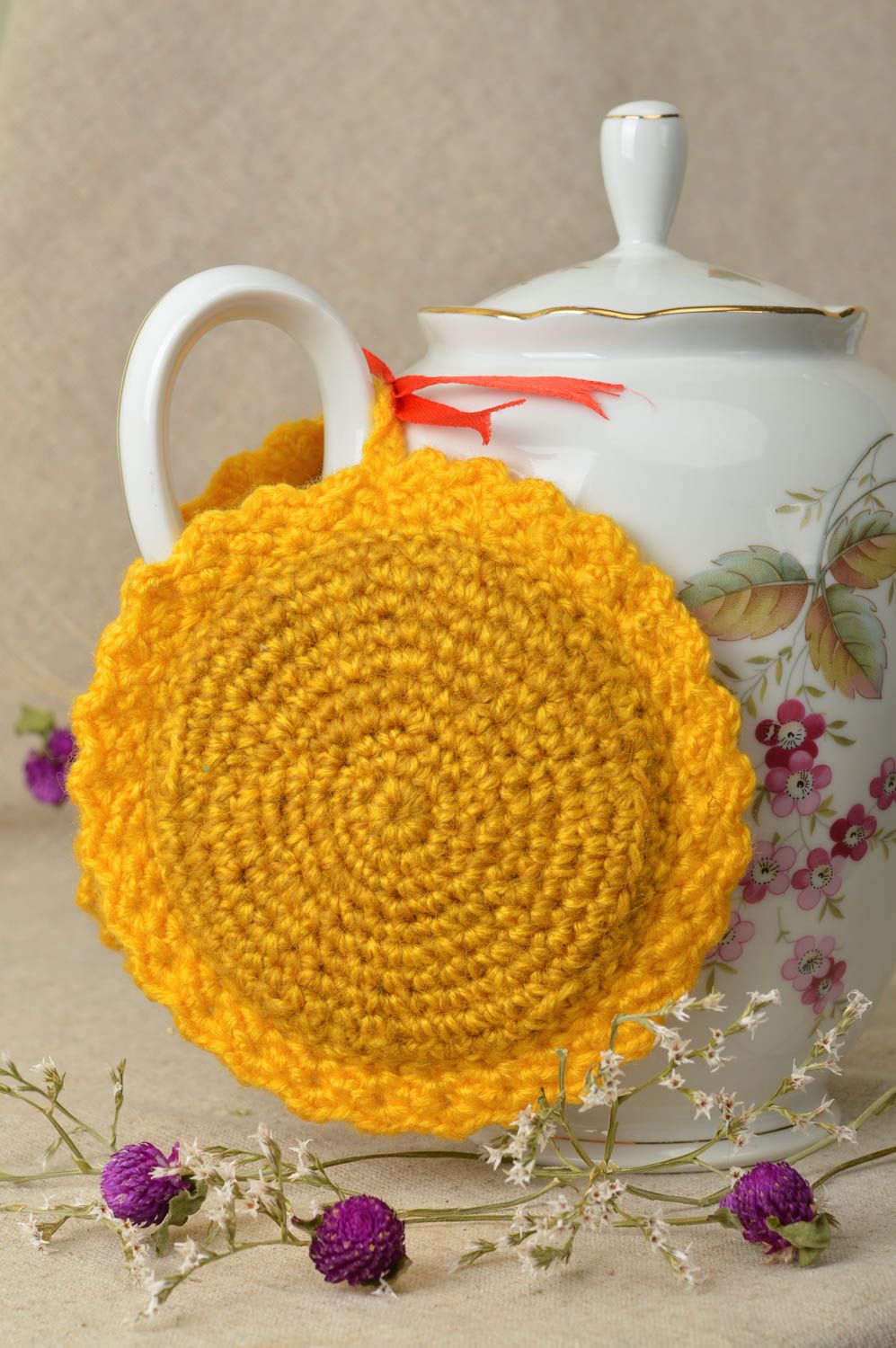 Stylish handmade crochet potholder pot holder design kitchen utensils photo 1