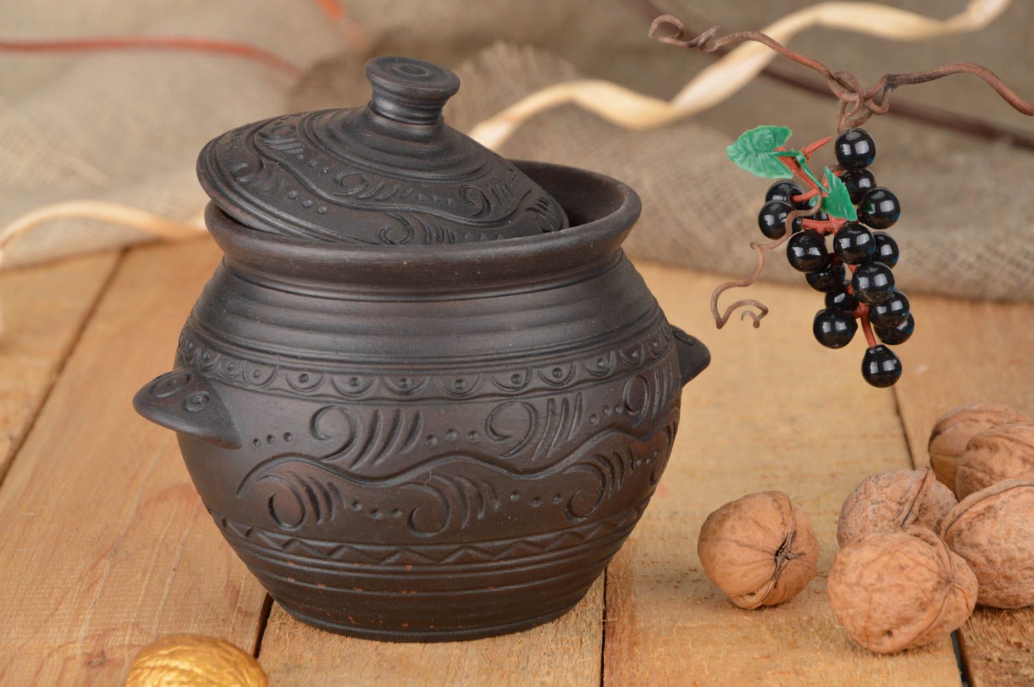 Pote de cerámica hecho a mano para cocer  al horno artículo de alfarería  foto 1