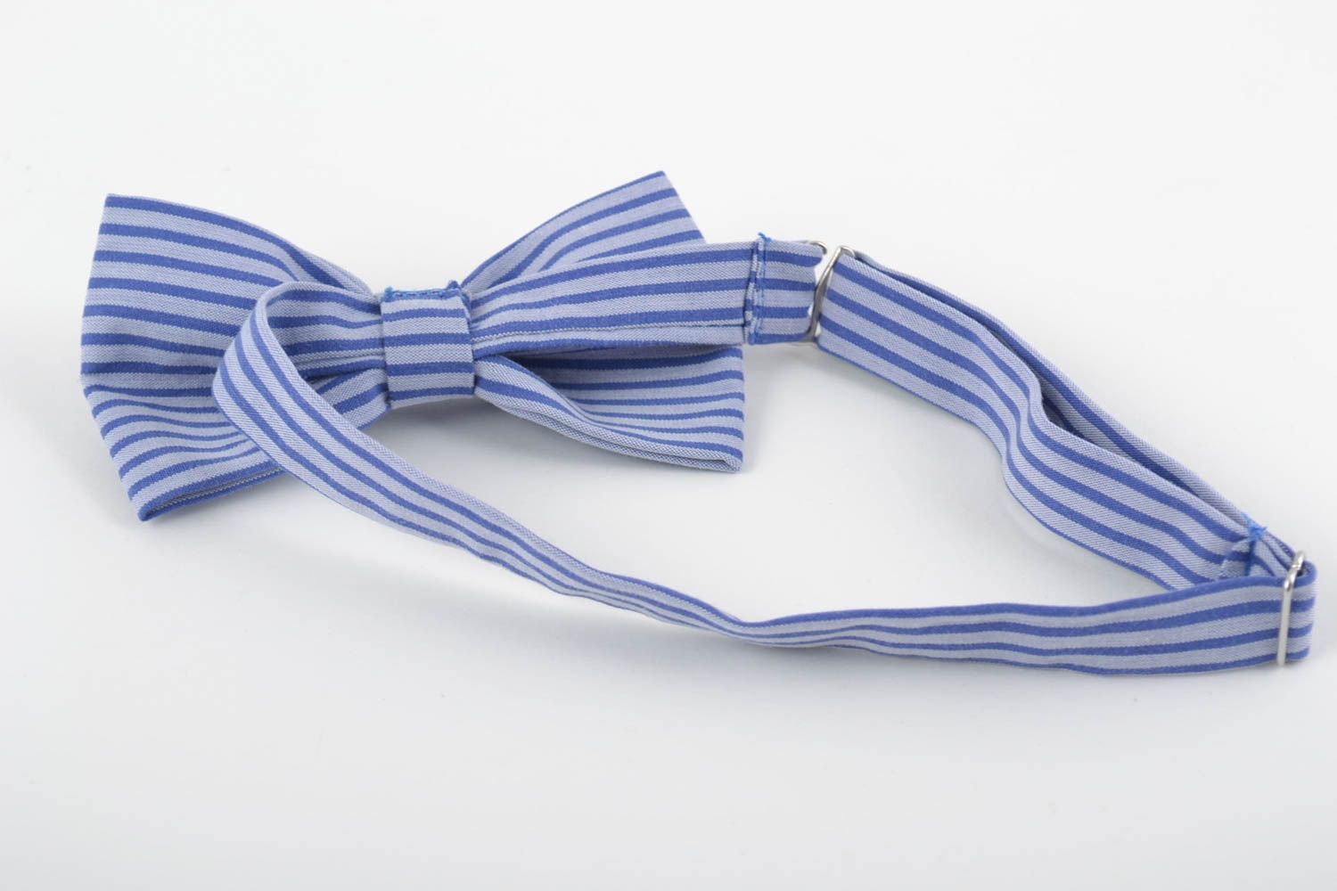 Beautiful handmade striped cotton fabric bow tie of adjustable size unisex photo 2