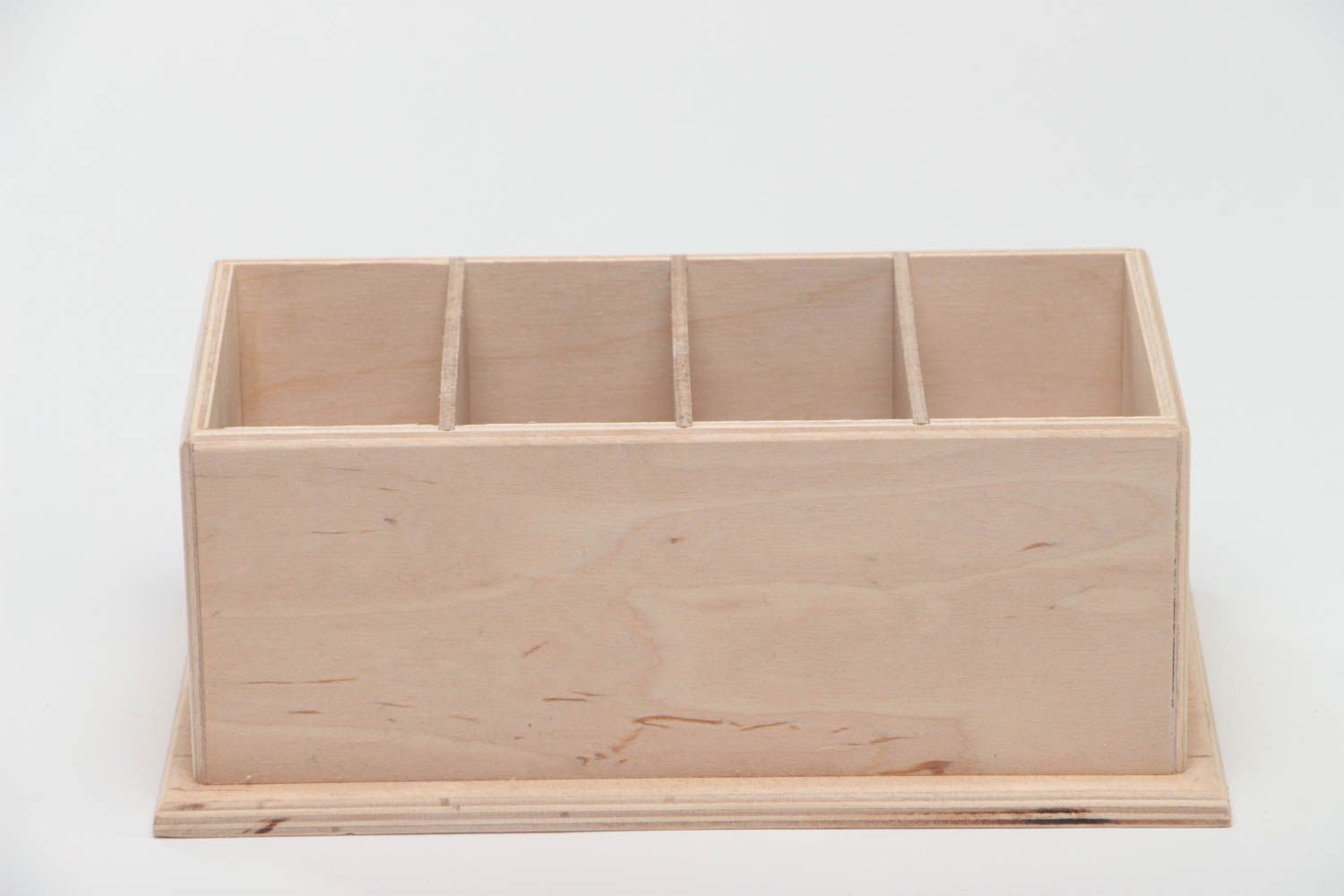 Holz Rohling zum Bemalen Box mit 4 Abteilungen rechteckig handgemacht  foto 2