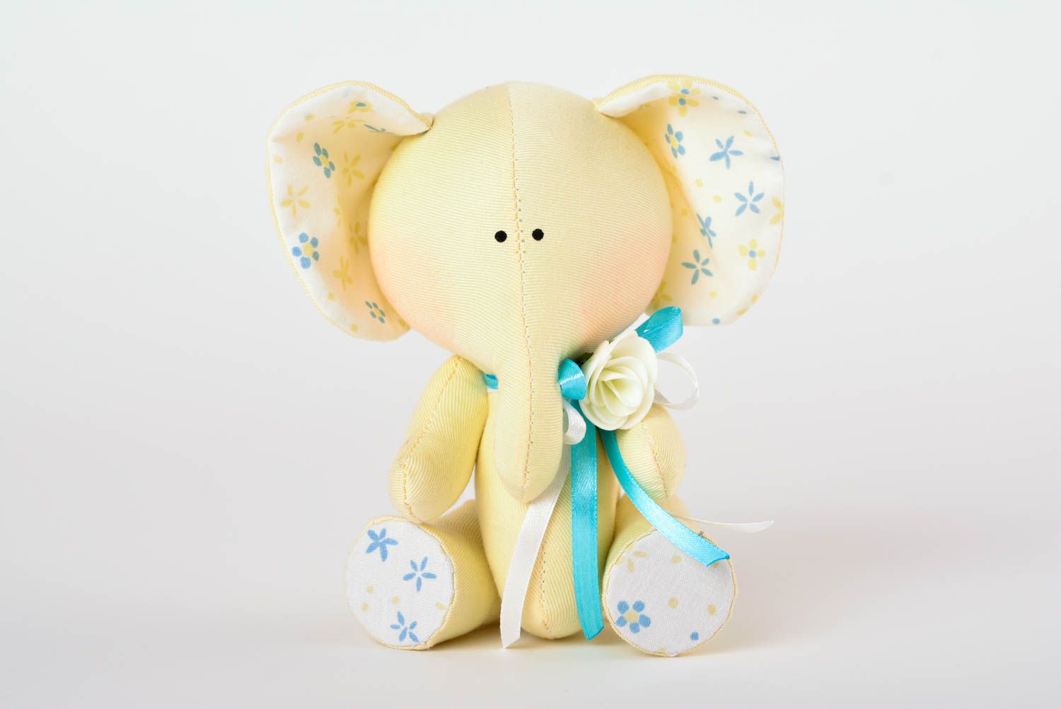 Handmade Deko Kuscheltier Elefant Haus Dekoration ausgefallenes Spielzeug gelb foto 1