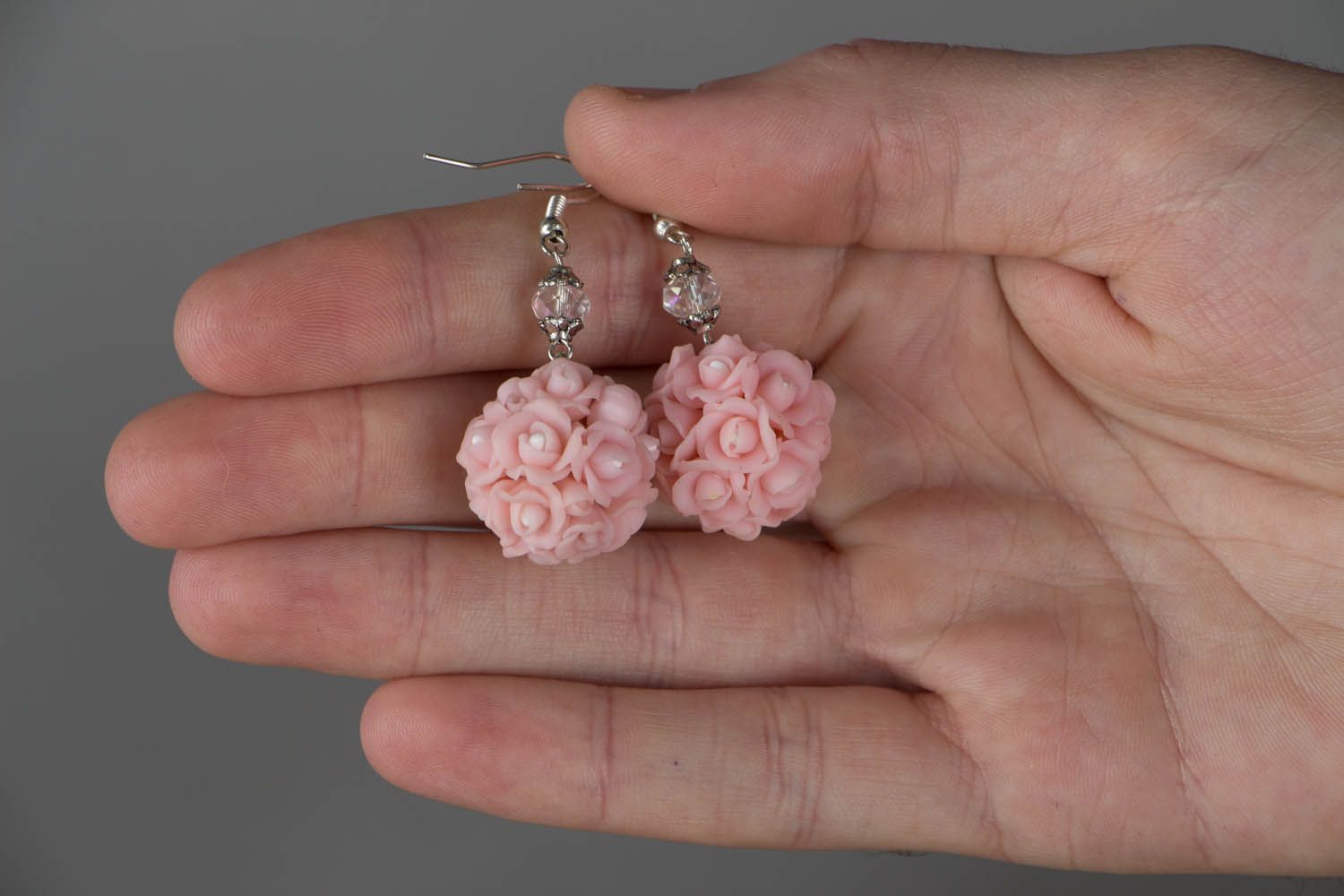 Polymer clay earrings Bouquet of Roses photo 4