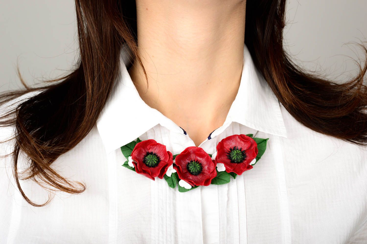Damen Kette Collier Halskette handgemachter Schmuck Halskette rot ausgefallen  foto 2