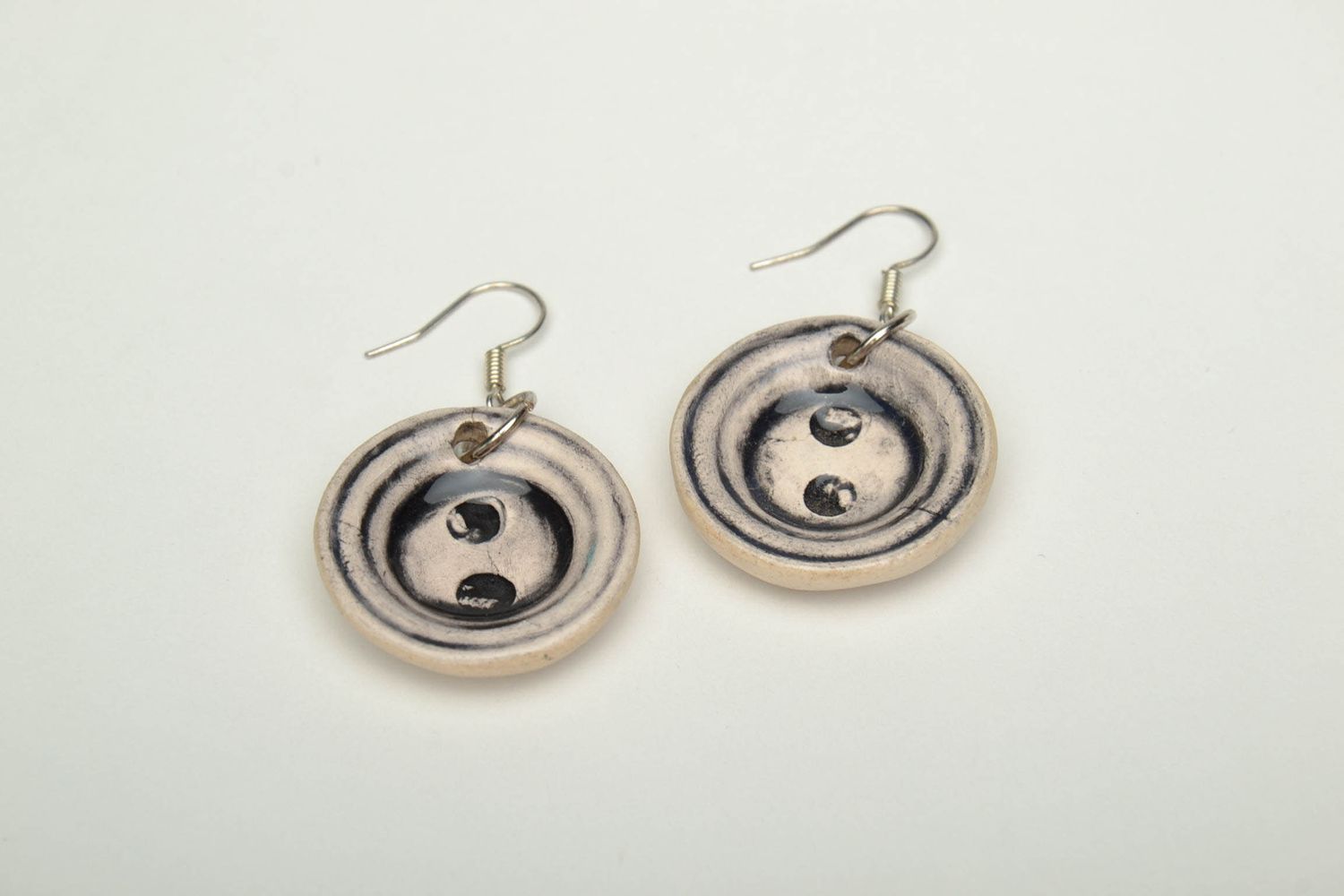 Ceramic earrings with enamel painting Buttons photo 2