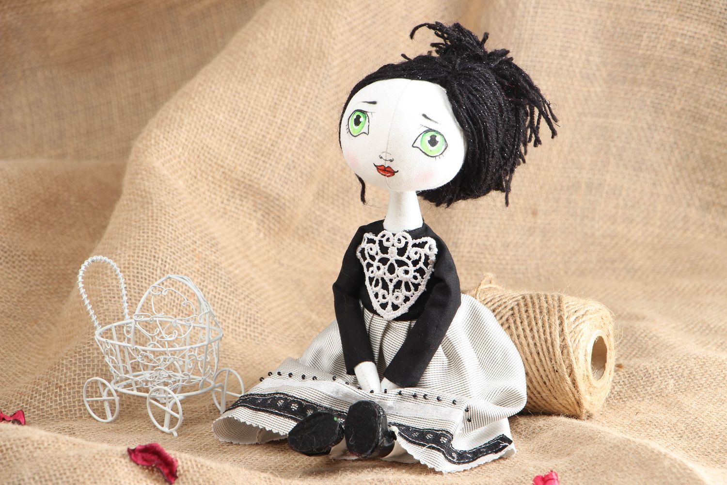 Handmade collectible fabric doll photo 5