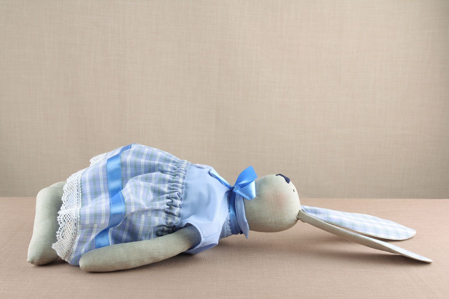Handmade soft toy Bunny in Blue Dress photo 4