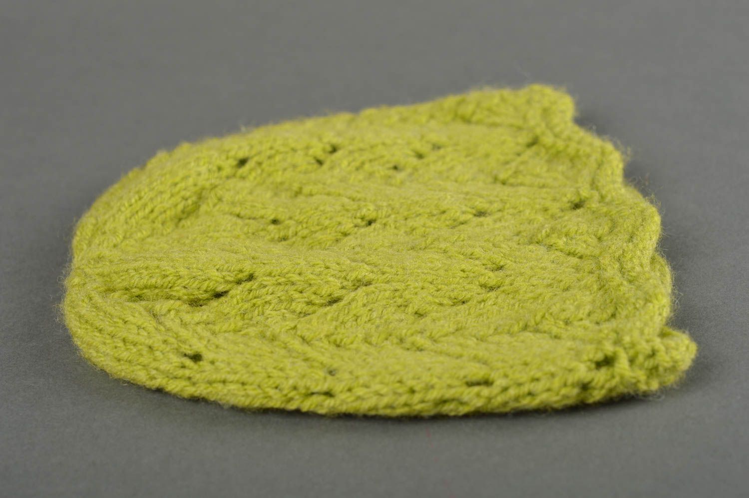 Gorro hecho a mano color verde lechuga regalo original para niñas ropa infantil foto 3