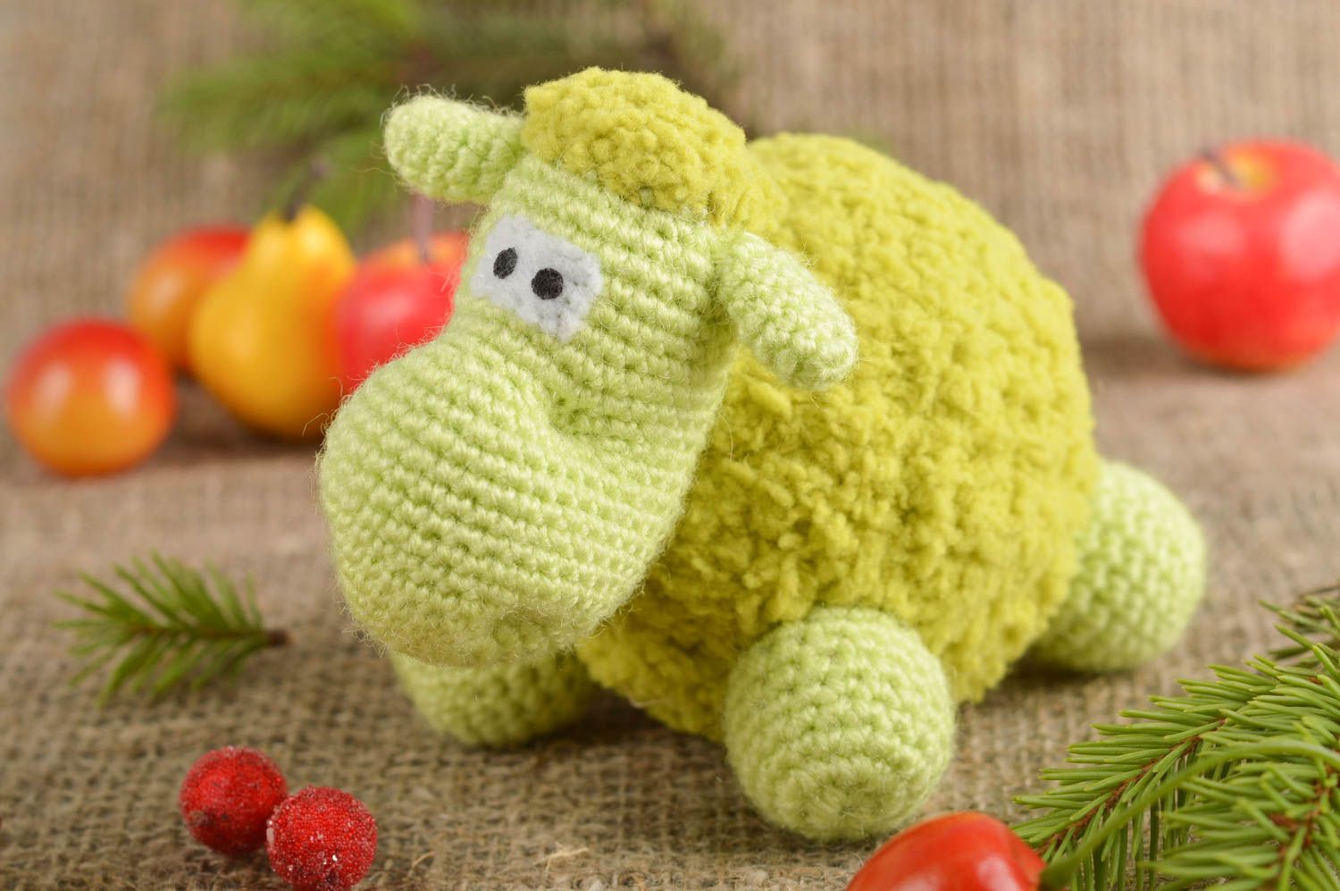 Handmade soft toy lamb toy crochet toy gifts for kids nursery decorating ideas photo 1