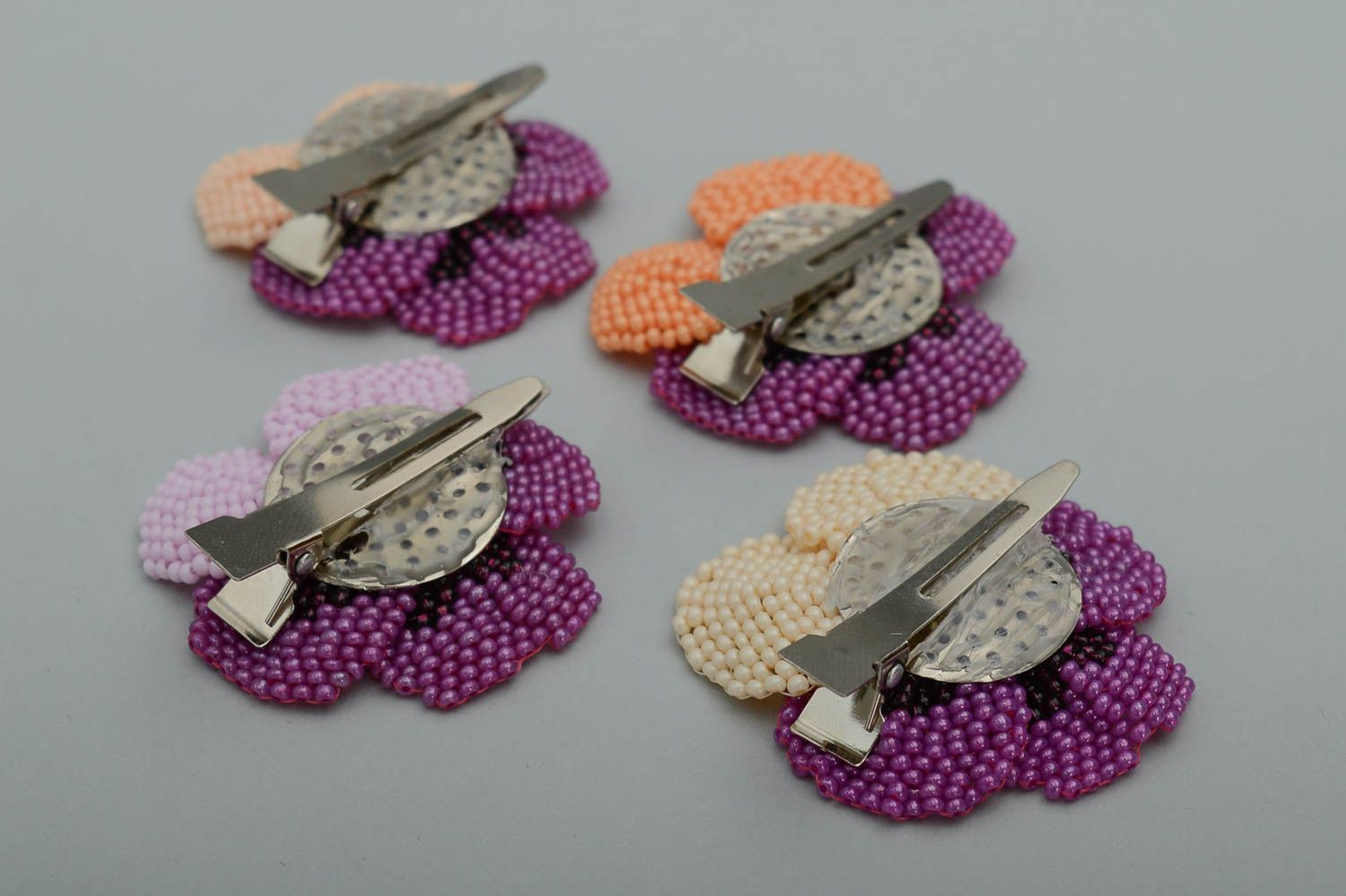 Handmade bead accessories designer barrette seed beads jewelry flower hair clip photo 3