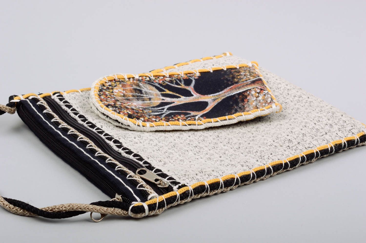 Handmade fabric clutch bag colored glass case stylish designer handbag for women photo 3