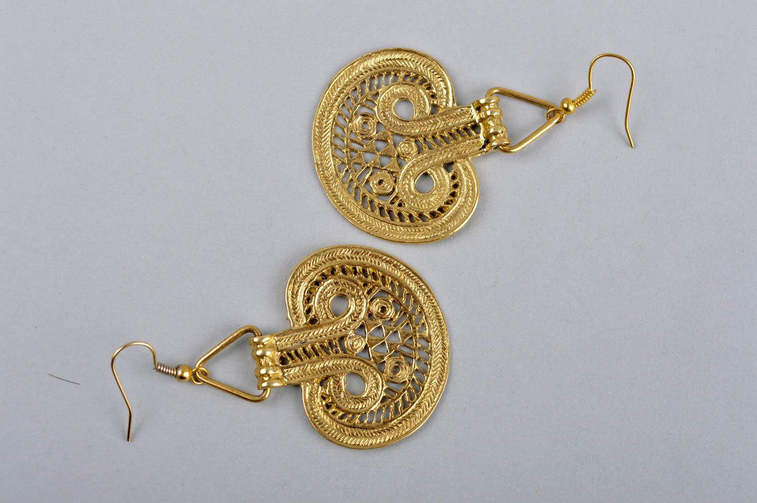 Handmade metal earrings dangling earrings stylish designer accessories photo 5