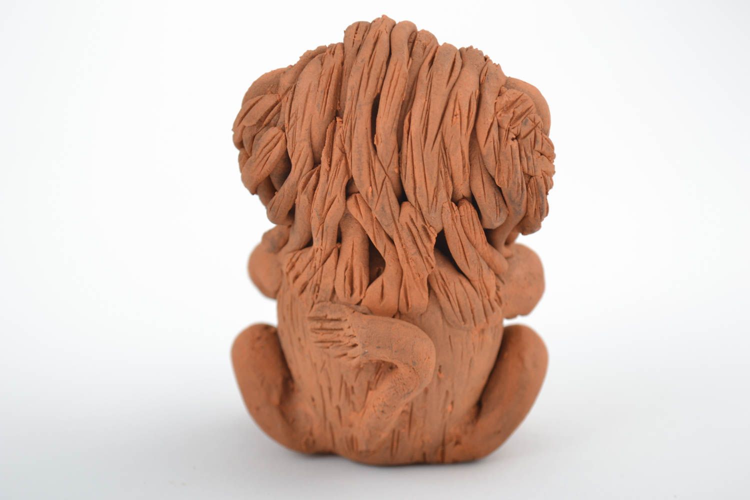 Глиняная статуэтка хенд мейд сувенир из глины фигурка для декора дома коричневая фото 3