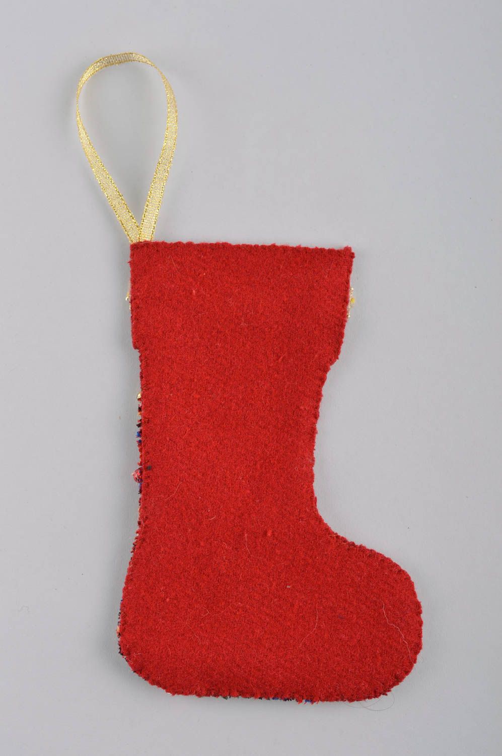 Calcetín de Navidad artesanal elemento decorativo  bota navideña rojo pequeño foto 2