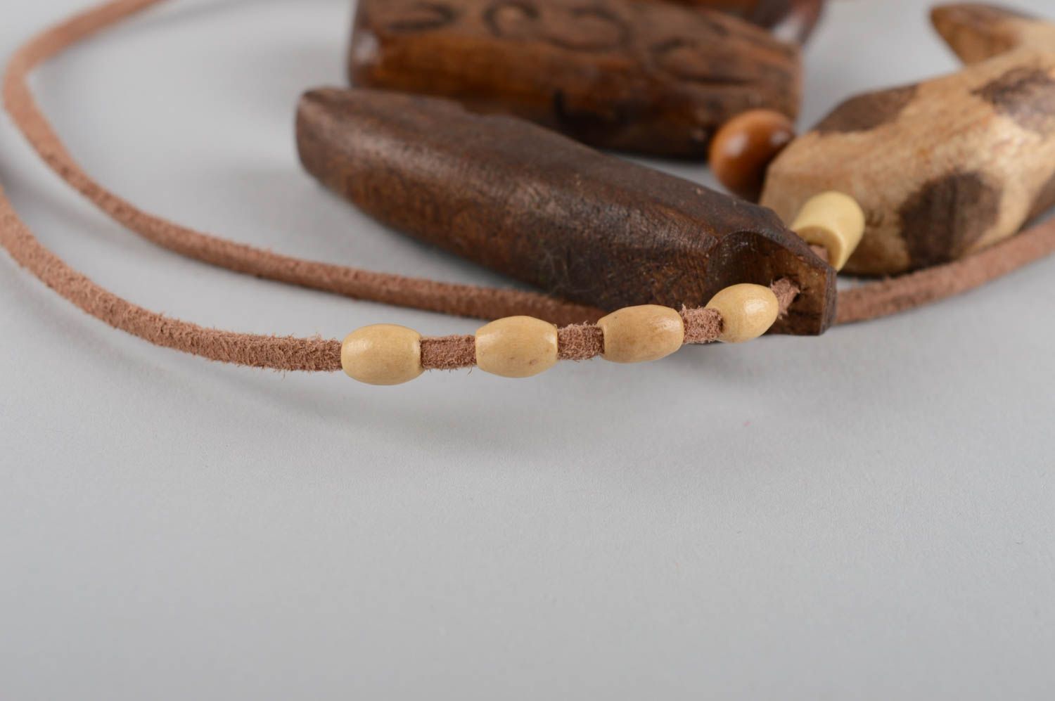 Unusual handmade wooden pendant artisan jewelry wood craft neck accessories photo 10