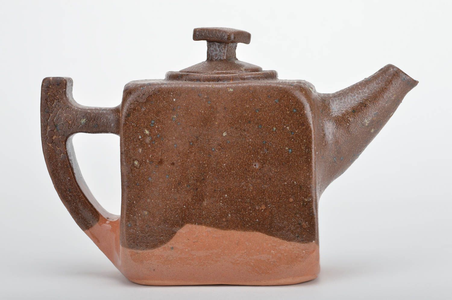 Handmade decorative designer rectangular ceramic teapot with lid  photo 2