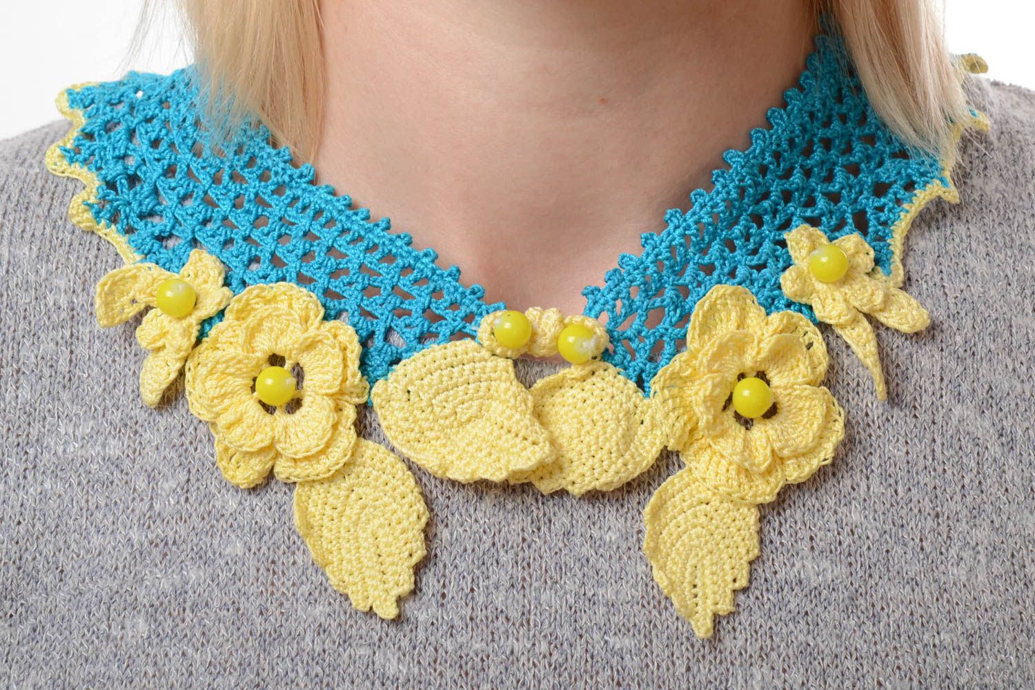 Handmade collar crocheted collar unusual gift fashion ideas collar for women photo 1