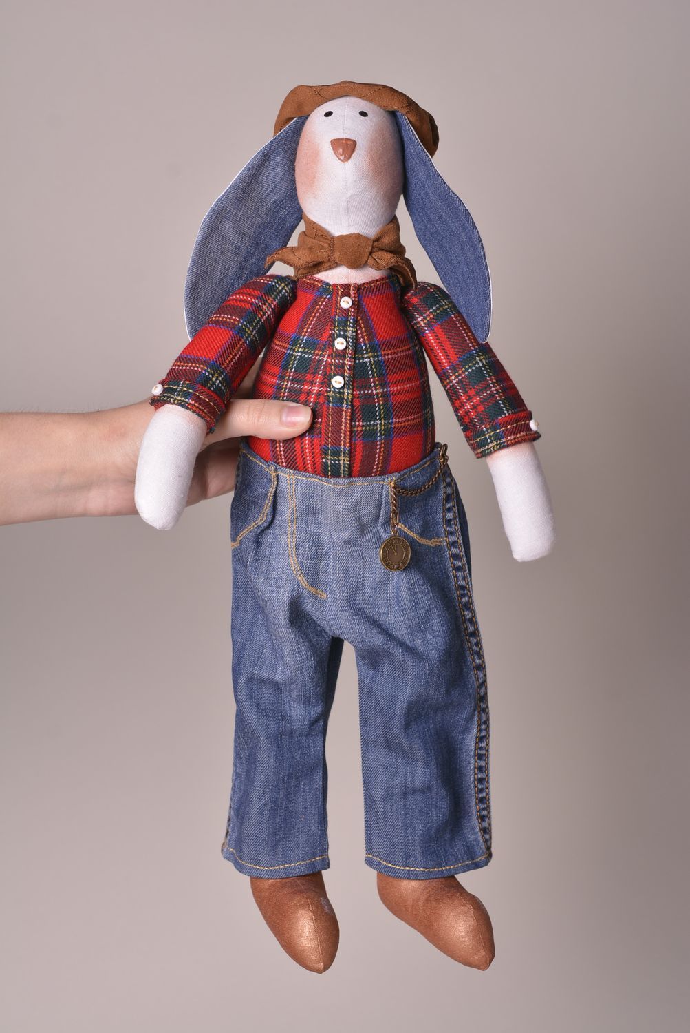Игрушка заяц ручной работы авторская игрушка для дома и детей стильный подарок фото 3