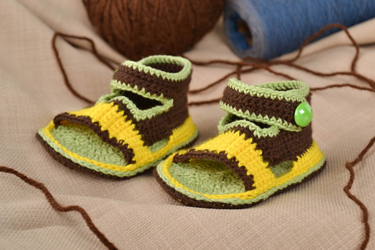 Chaussons de bébé tricot fait main en coton pour garçon Chaussures bébé photo 1