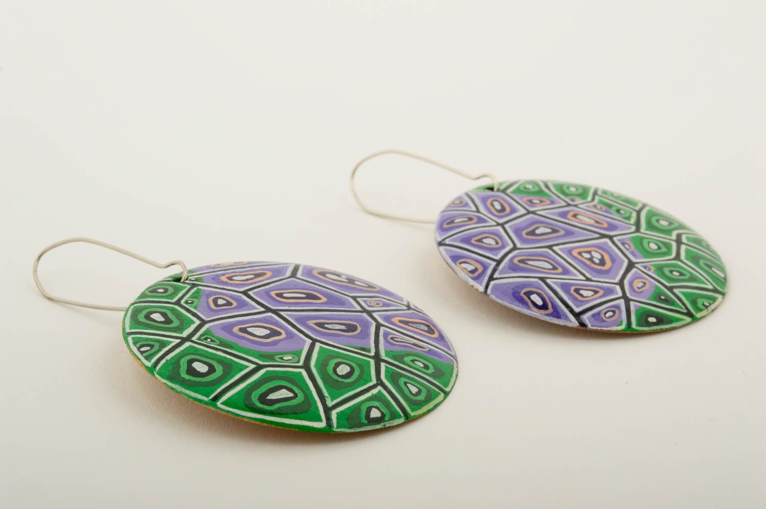 Ethnic earrings handmade wooden earrings with charms painted earrings for women photo 4