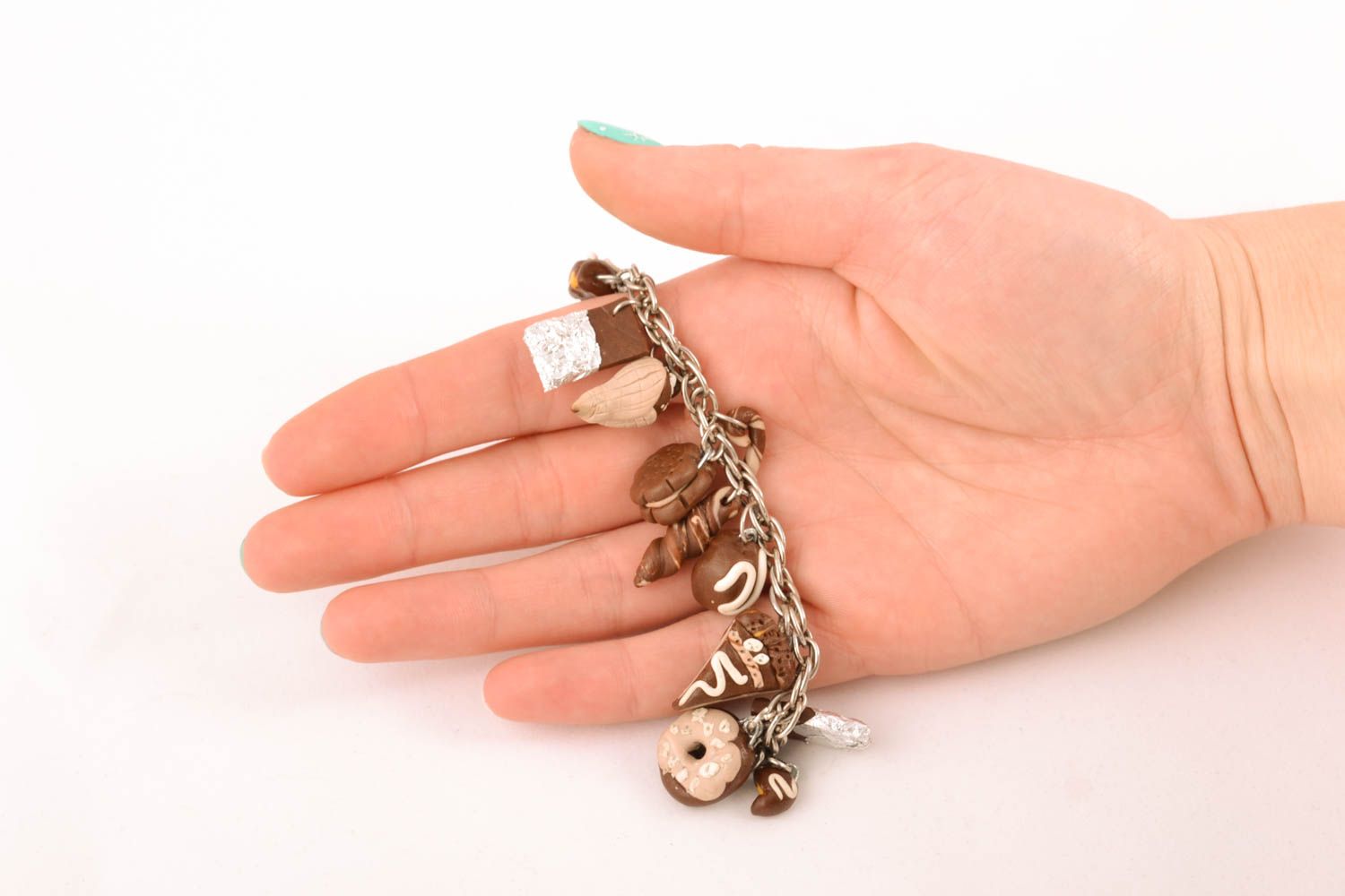 Polymer clay bracelet with chain photo 3