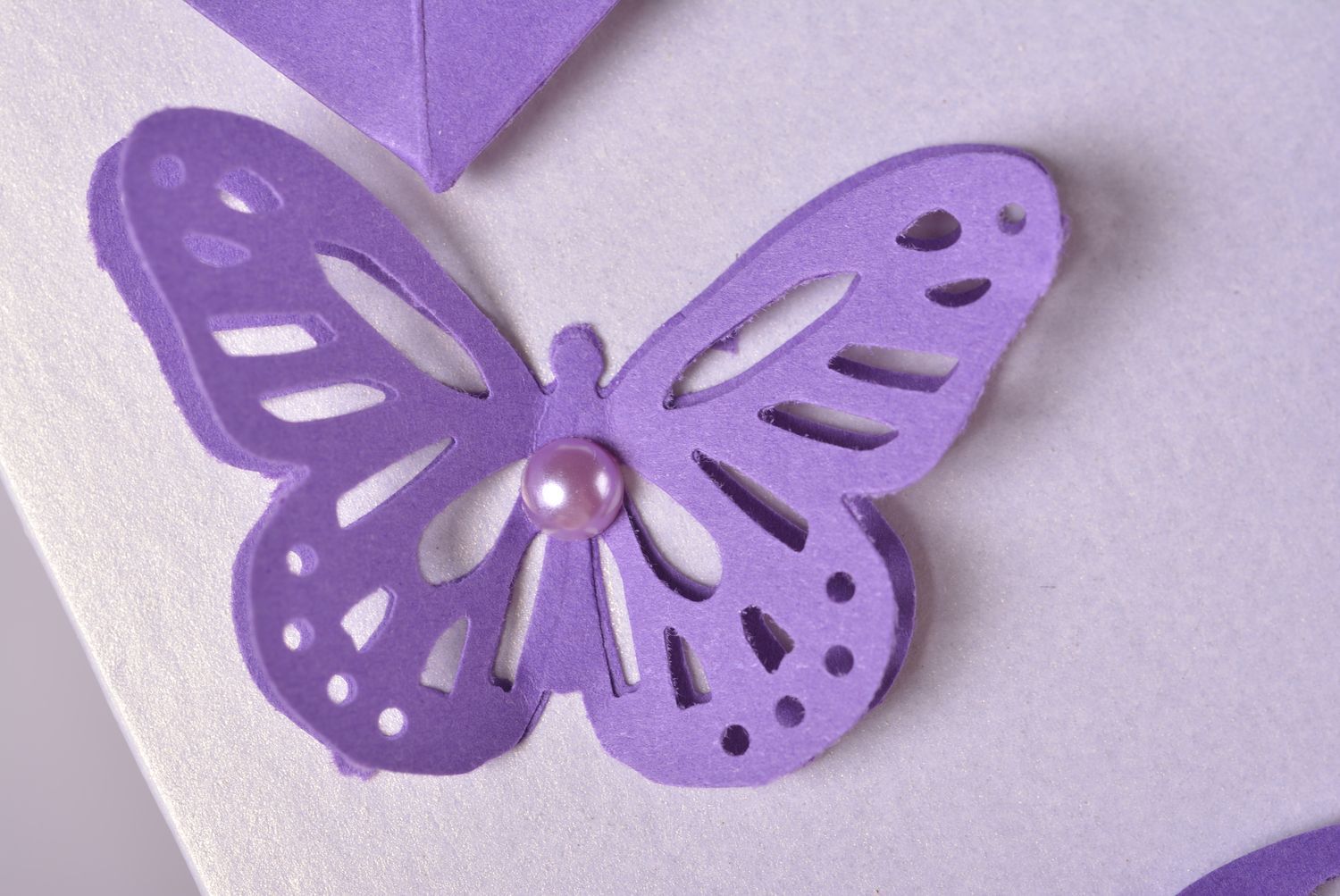 Carte de voeux fleur papillons faite main design scrapbooking Petit cadeau photo 3