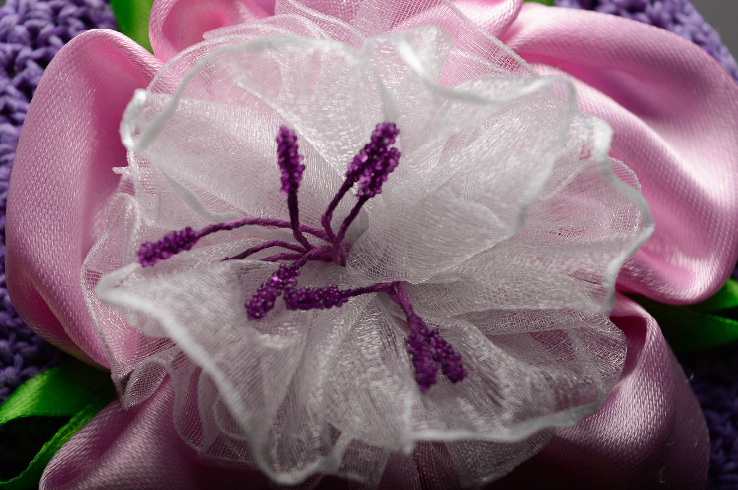 Coffret à bijoux décoré de dentelle et perles en plastique fait main violet photo 4