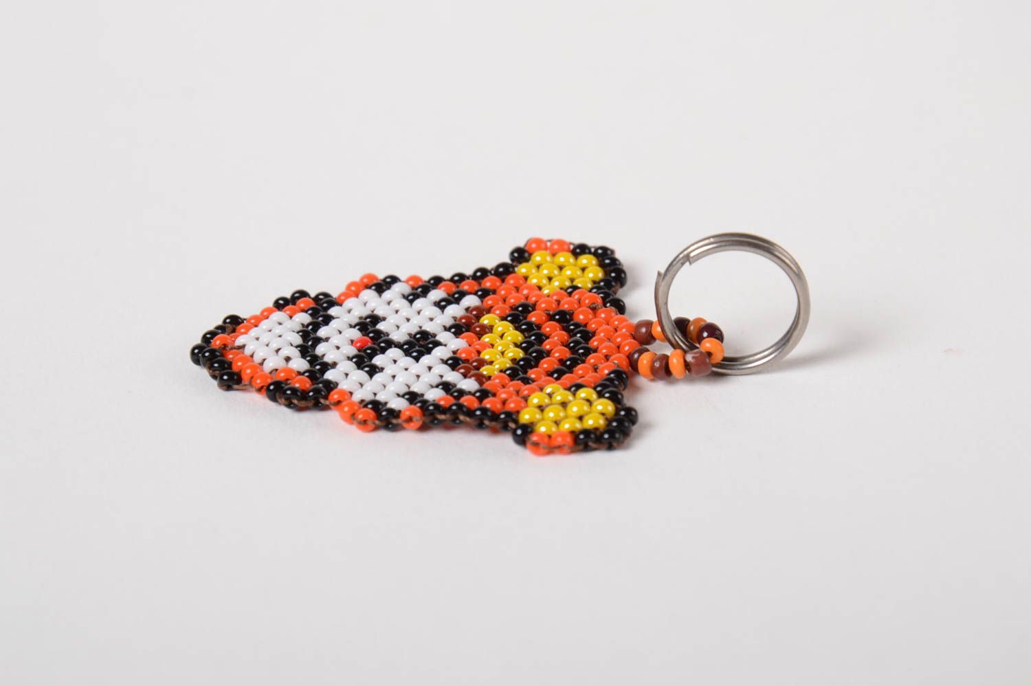 Unusual beaded keychain handmade designer accessory for keys cute souvenir photo 5