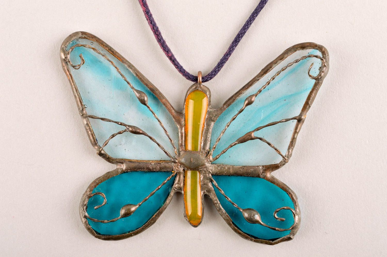 Handmade unique butterfly glass pendant designer stylish accessory for girls photo 4